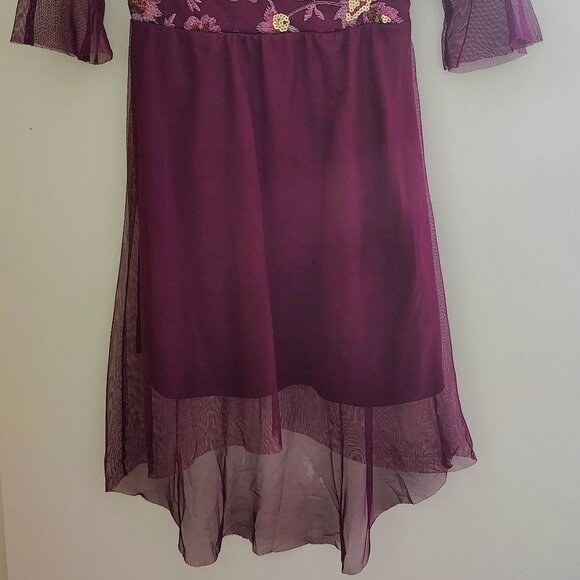 Wonder Nation plum purple floral mesh embroidered formal girls dress (M 7-8) - Picture 4 of 10